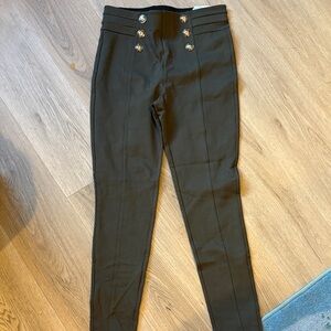 Zara Olive Pants with Gold Button Details